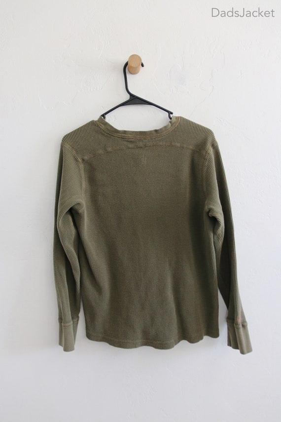 Green Olive Thermal Henley Long Sleeve Shirt Medi… - image 5
