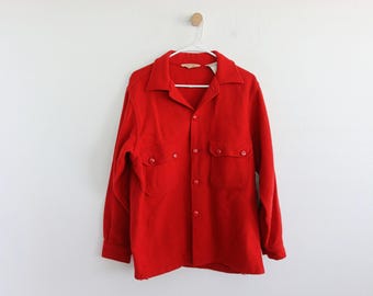 Camisa oficial de escoteiros, jaqueta de lã, anos 70, tamanho 44