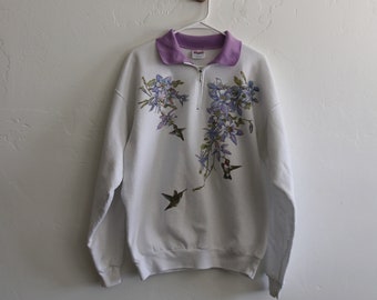 Hummingbird Zip Collar Sweatshirt Large