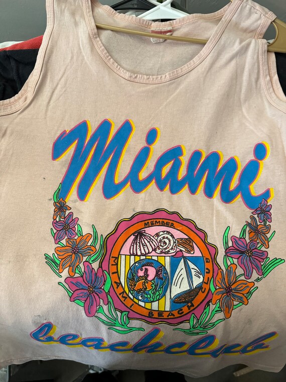 80s Miami Beach Club Pastel Tank Top Tee Large - image 7