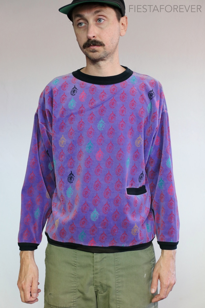 Purple Micro Fleece Paisley Sweater Small