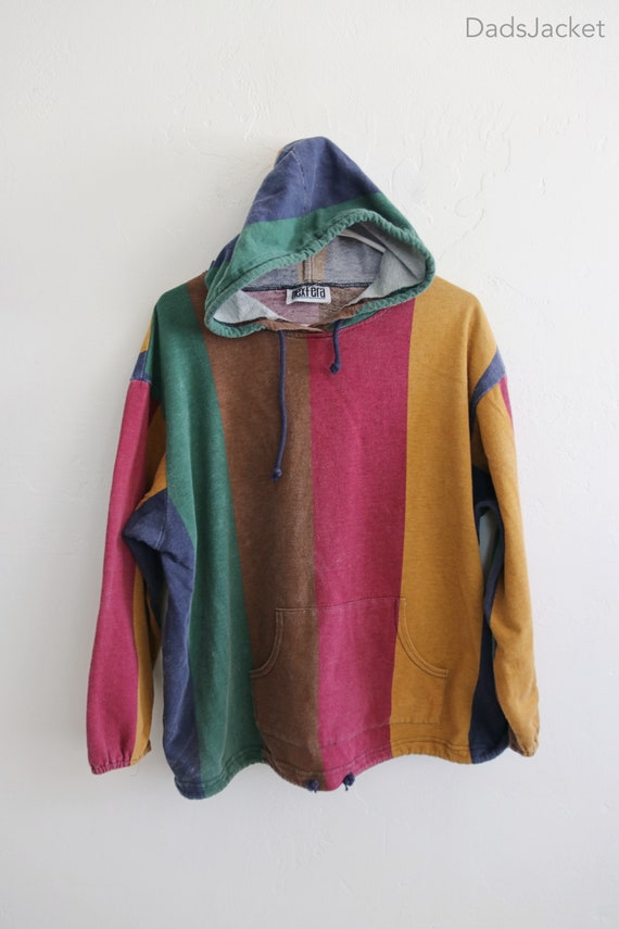 Colorblock 90s Hoodie Pullover Shirt Large - image 2