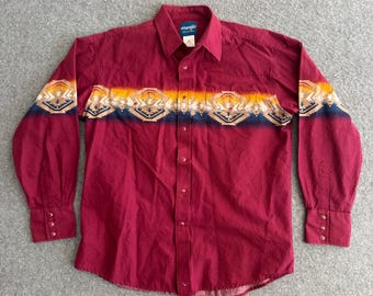 Tribal Wrangler Western Pearl Snap Long Sleeve Large