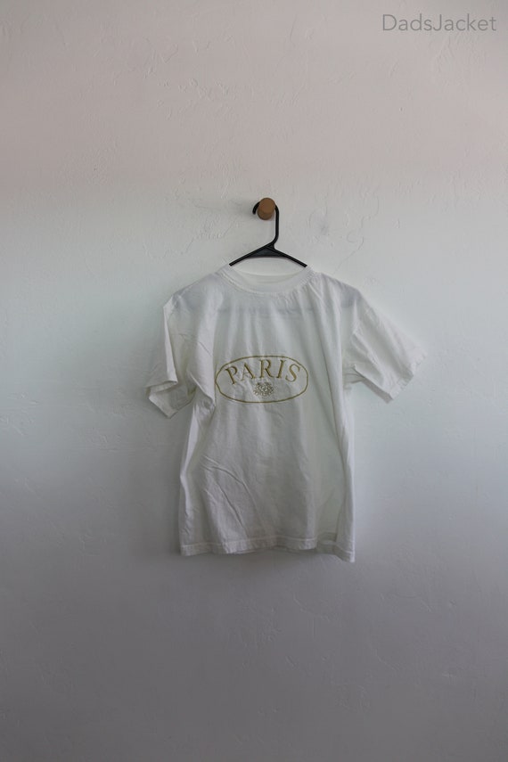 Paris Embroidered White Tee Medium