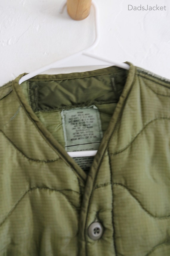 Green Military Liner Jacket with Buttons Medium - image 3