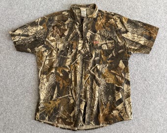 Woolrich Short Sleeve Button Hunting Camo Shirt Medium