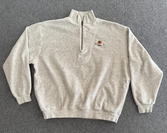 Orvis Fly Fishing Mock Neck 1/4 Zip Pullover Fleece Sweatshirt Large