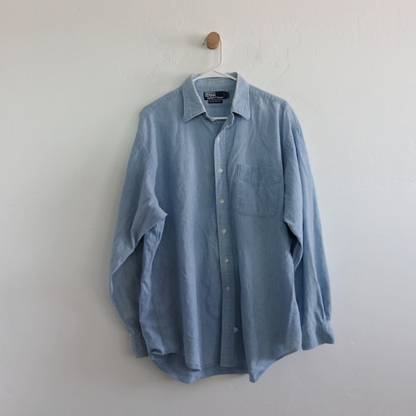 Polo Ralph Chambray Button Shirt Long Sleeve 3XL