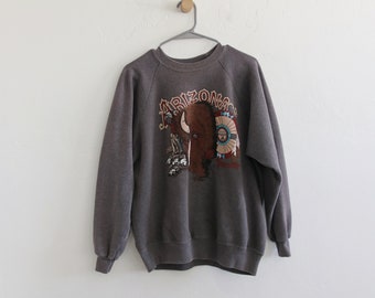 Arizona 90s Buffalo Raglan Grey Sweatshirt Large