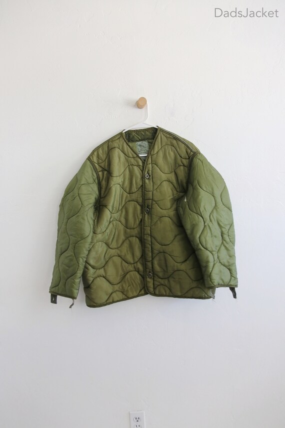 Green Military Liner Jacket with Buttons Medium - image 1