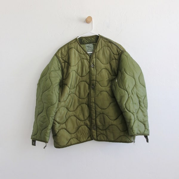 Green Military Liner Jacket with Buttons Medium