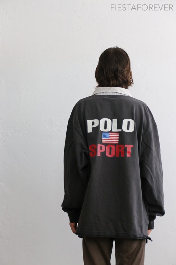 Polo Sport USA Flag Rugby Long Sleeve Shirt Oversi