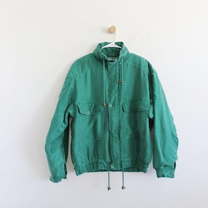 Silk Bomber 80s Green Bomber Jacket Womens XL