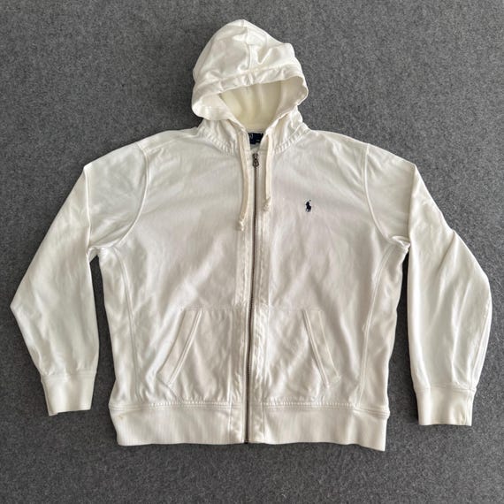 90s Polo Ralph Lauren ジップパーカー　白　オーバーサイズ Polo Ralph Lauren Zip Hoodie Sweatshirt White 90s Vintage XL - Etsy