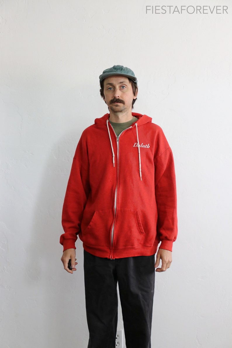 70s Burn/'t Orange Duluth The Boss Zip Hoodie Sweatshirt XL