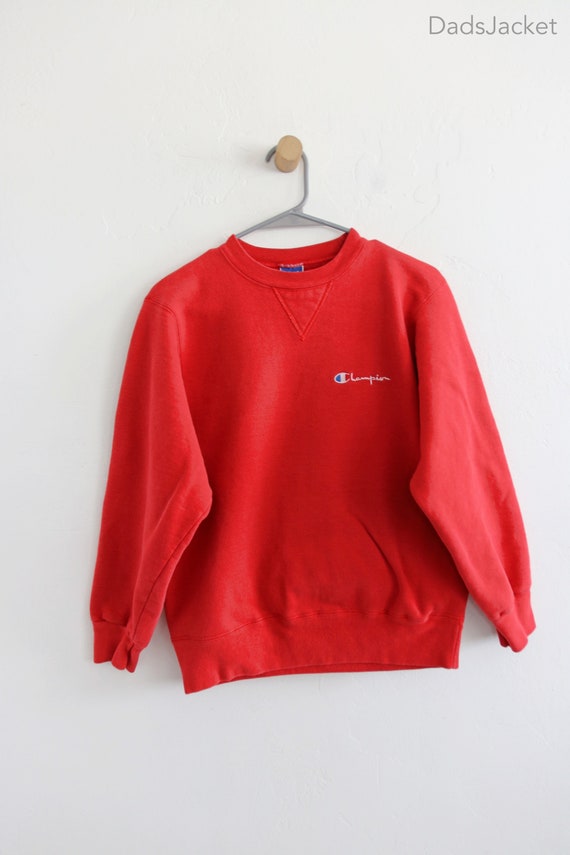 Red Champion Blank Reverse Weave Sweatshirt Medium - image 2