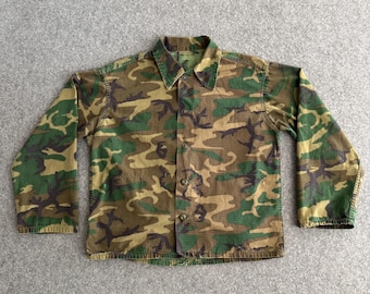 Camo Military Ripstop 80s Cropped Modified Boxy Jacket Large