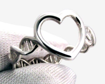 DNA Molecule Heart Ring in Sterling Silver by Universe Becoming