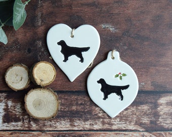Flat Coated Retriever, Handmade ceramic Gift of a Flat Coated Retriever, Flattie Gift, Flat Coated Retriever present, Flat Coat Christmas