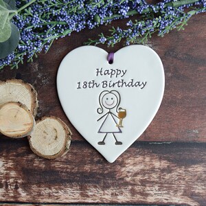 18th Birthday Gift, Handmade ceramic heart for her 18th Birthday, Happy 18th Birthday, 18th Gift for her Purple