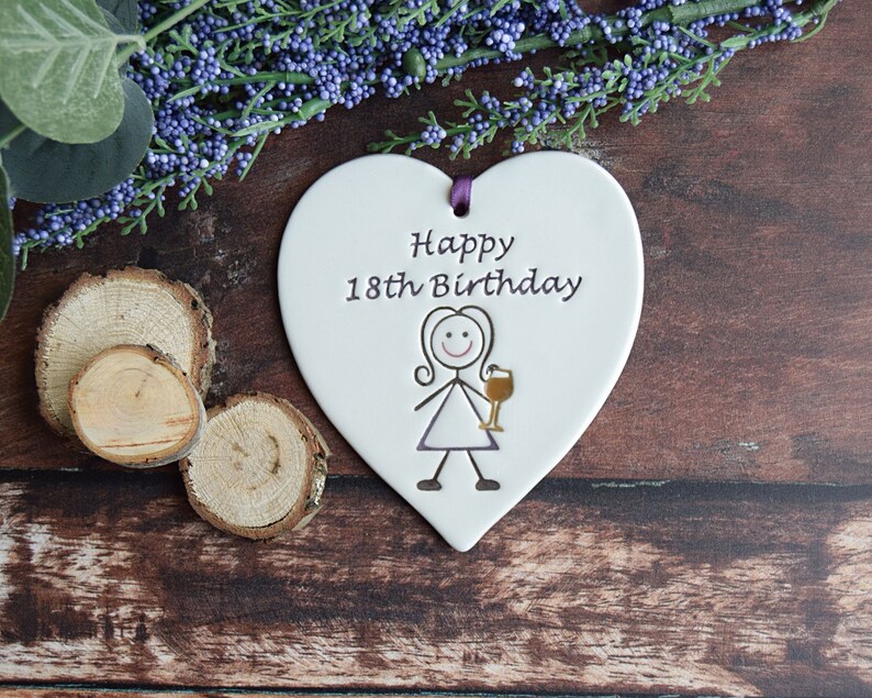18th Birthday Gift, Handmade ceramic heart for her 18th Birthday, Happy 18th Birthday, 18th Gift for her Purple