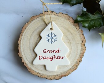 Grand Daughter Christmas tree decoration, Handmade ceramic gift for Grand Daughter, Grand Daughter gift