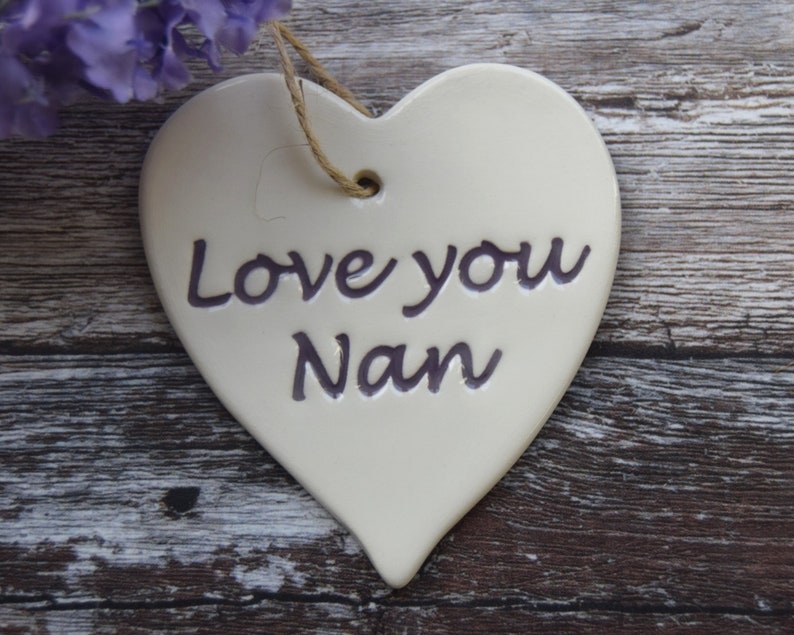 Handmade ceramic Love you Nan heart Gift for Nan Etsy