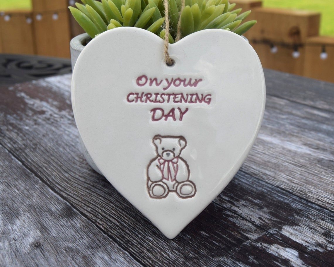 On Your Christening Day Handmade Ceramic Heart Gift Gift for Etsy