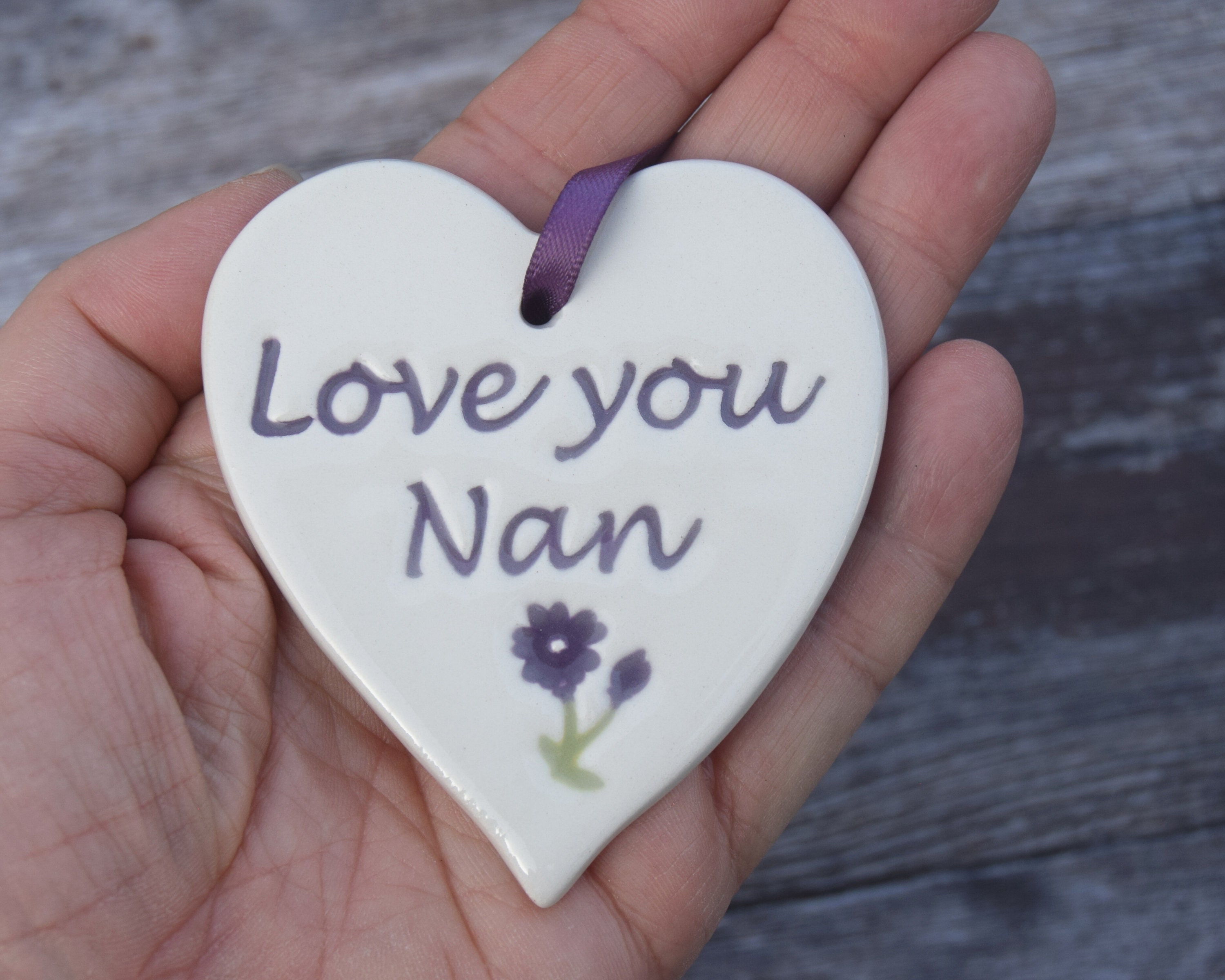 Handmade ceramic Love you Nan heart Gift for Nan Etsy