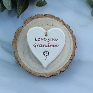Grandma, Handmade ceramic Love you Grandma heart, Gift for Grandma, Present for Grandma image 3
