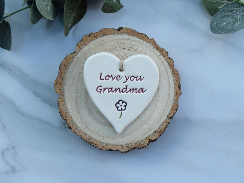 Grandma, Handmade ceramic Love you Grandma heart, Gift for Grandma, Present for Grandma image 3