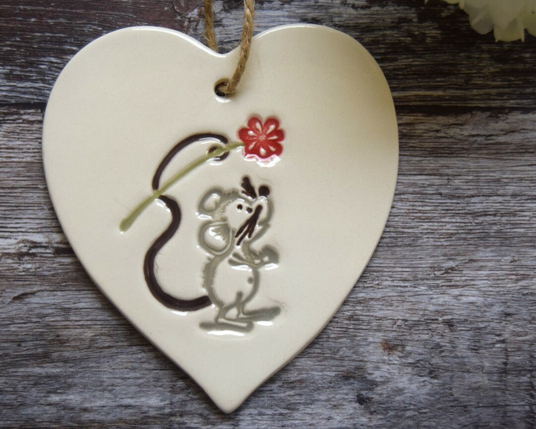 Mouse Cute Mouse Heart Handmade Ceramic Mouse Heart Gift - Etsy