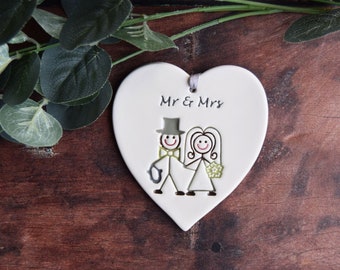 Mr & Mrs Wedding Gift, Handmade ceramic Wedding gift, Newly married, Gift for them