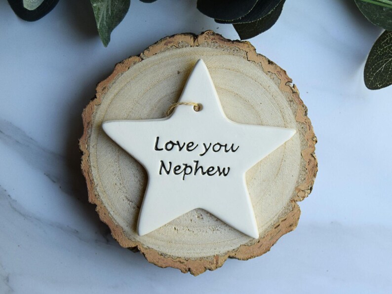 Handmade Ceramic Star, Love You Nephew Gift image 3