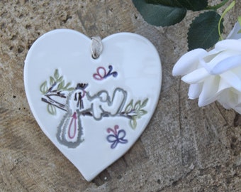 Bunny, Handmade ceramic Bunny Heart, Gift for Bunny lover, Bunny present