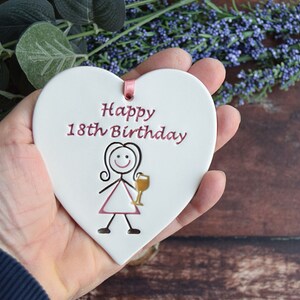 18th Birthday Gift, Handmade ceramic heart for her 18th Birthday, Happy 18th Birthday, 18th Gift for her Dusky Pink