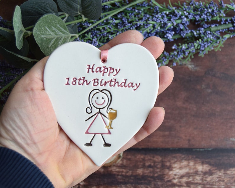 18th Birthday Gift, Handmade ceramic heart for her 18th Birthday, Happy 18th Birthday, 18th Gift for her Dusky Pink