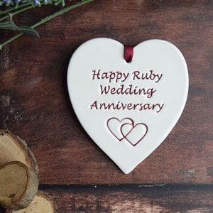 Happy Ruby Wedding Anniversary, 40th Wedding Anniversary gift, Handmade Ruby present, Ruby Anniversary, 40 years married