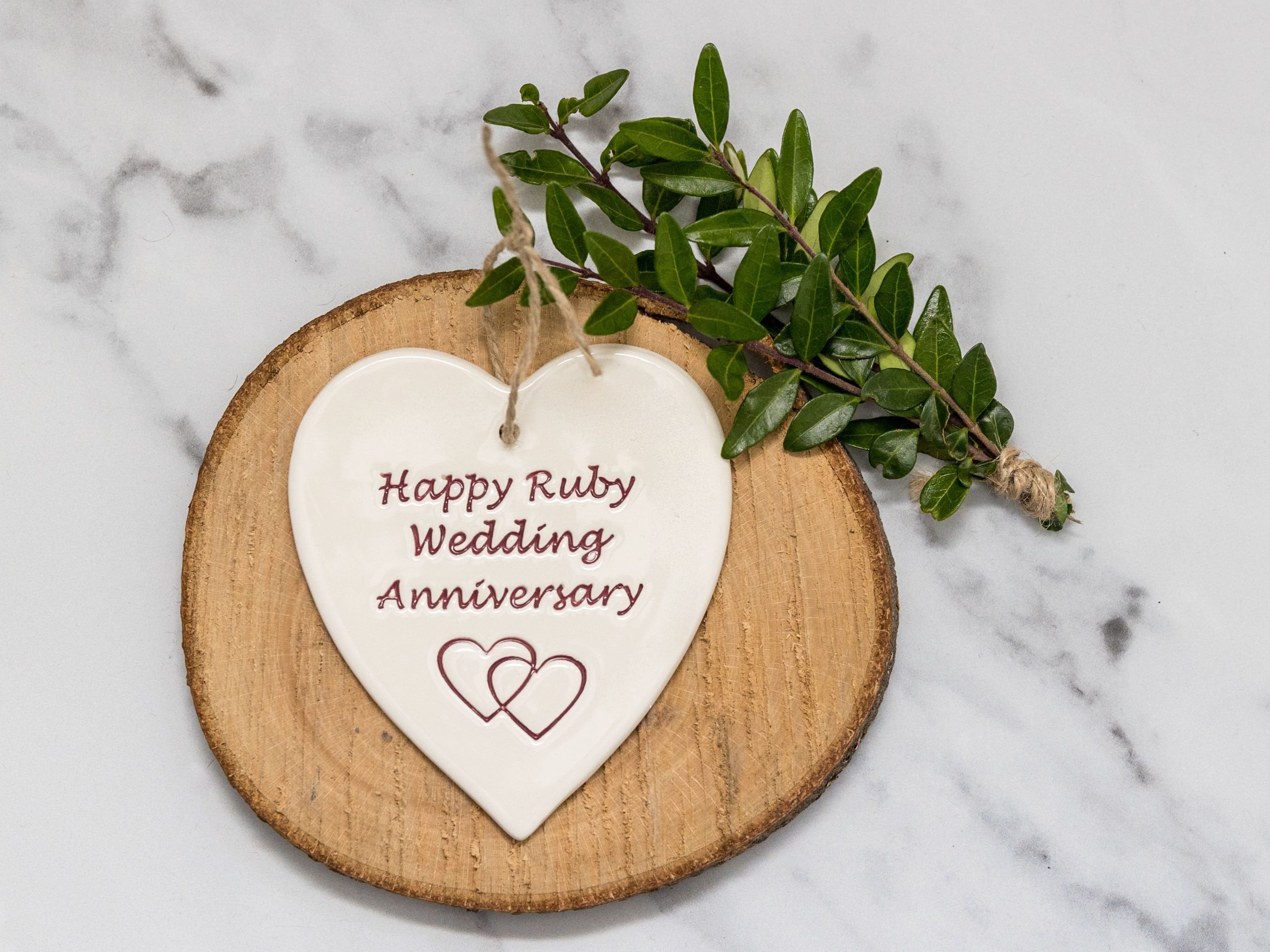 Happy Ruby Wedding Anniversary, 40th Wedding Anniversary gift, Handmade Ruby present, Ruby Anniversary, 40 years married