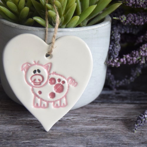 Pig Handmade Ceramic Pig Heart Gift for Pig Lover Pig Etsy UK