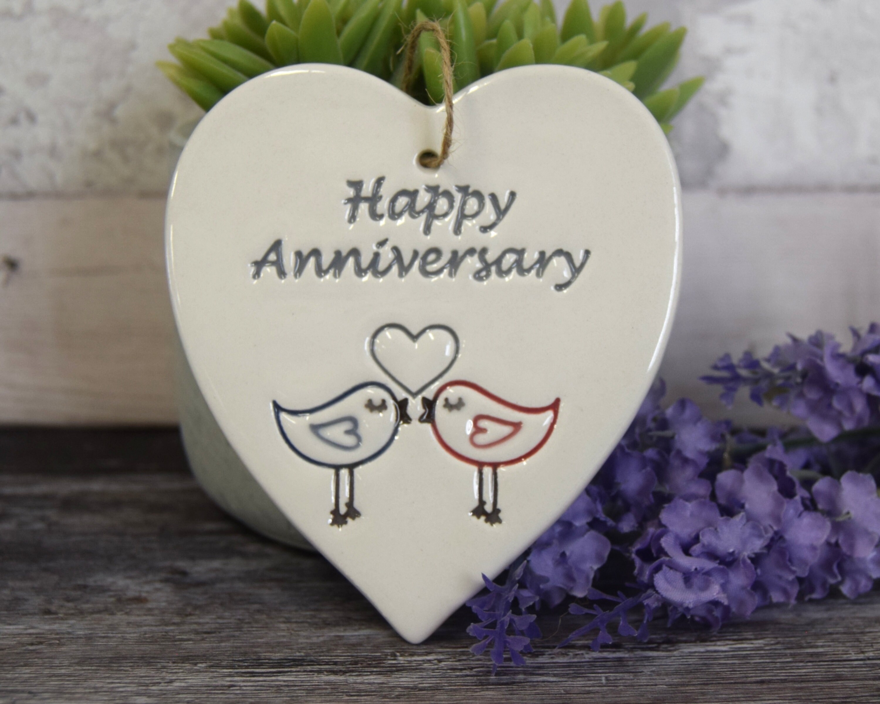 Happy Anniversary Handmade ceramic heart for their Etsy