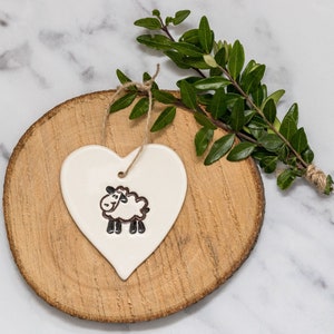 Sheep heart, handmade ceramic cute Sheep design gift,