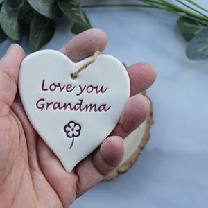 Grandma, Handmade ceramic Love you Grandma heart, Gift for Grandma, Present for Grandma image 2