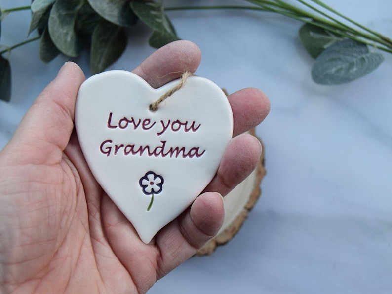 Grandma, Handmade ceramic Love you Grandma heart, Gift for Grandma, Present for Grandma image 2
