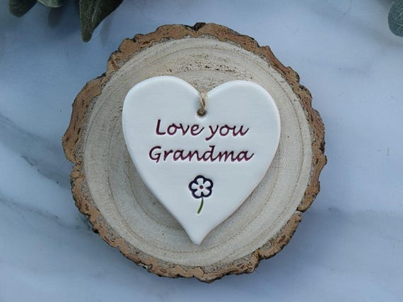 Grandma, Handmade ceramic Love you Grandma heart, Gift for Grandma, Present for Grandma