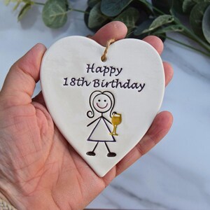 18th Birthday Gift, Handmade ceramic heart for her 18th Birthday, Happy 18th Birthday, 18th Gift for her image 2