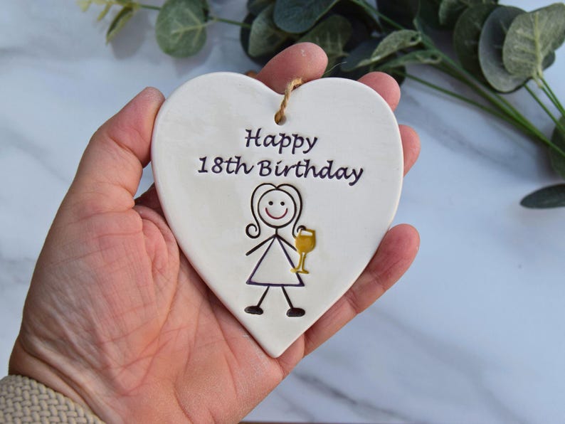 18th Birthday Gift, Handmade ceramic heart for her 18th Birthday, Happy 18th Birthday, 18th Gift for her image 2