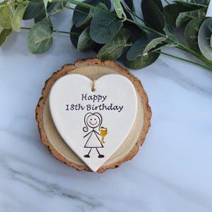 18th Birthday Gift, Handmade ceramic heart for her 18th Birthday, Happy 18th Birthday, 18th Gift for her image 1