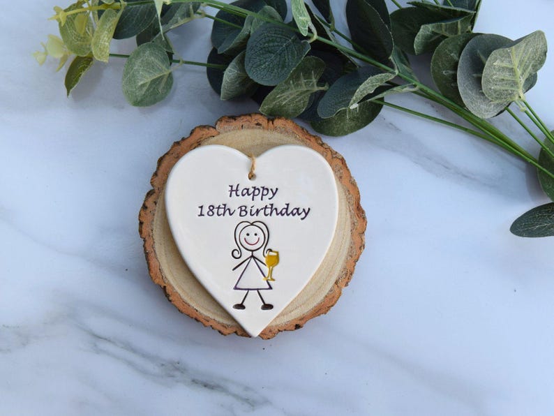 18th Birthday Gift, Handmade ceramic heart for her 18th Birthday, Happy 18th Birthday, 18th Gift for her image 1