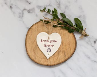 Handmade Ceramic Heart Gift for Gran